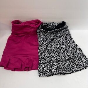 Set of 2 lola Polyester Spandex Skorts Mini Woman’s Small Pink Black White AOP